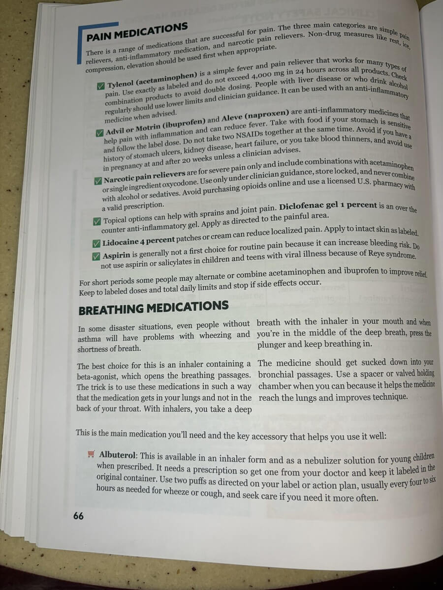 Survival MD page on breathing medications to keep on hand for a crisis