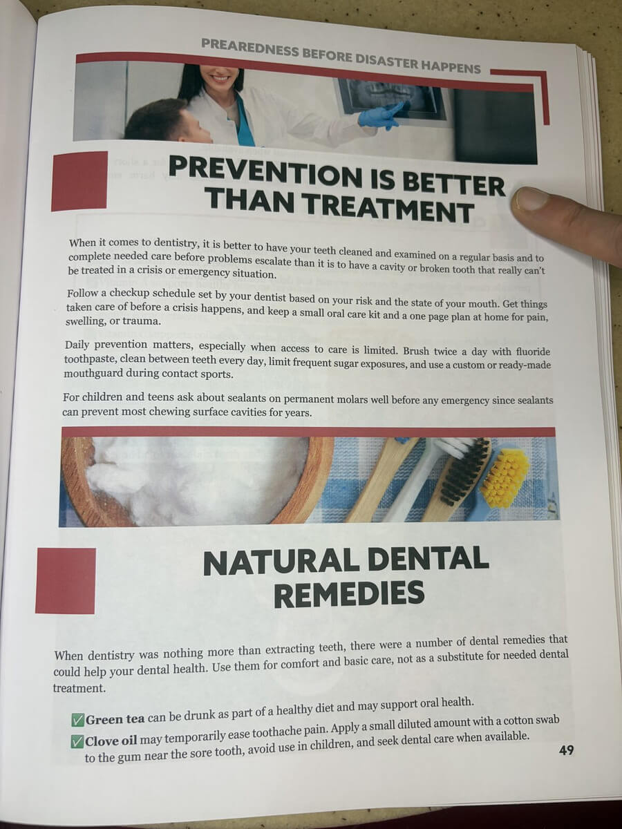 The natural dental remedies page in Survival MD