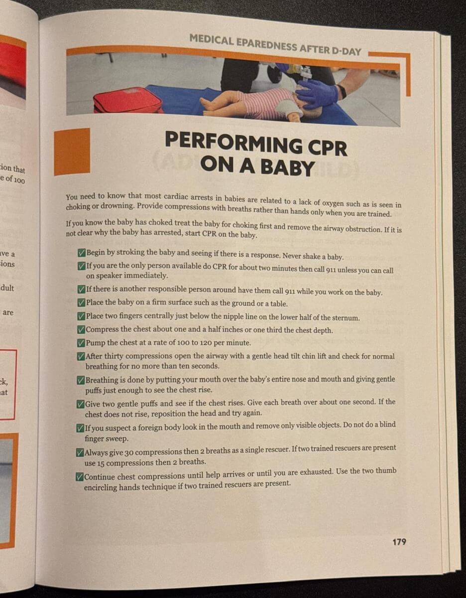 Survival MD section title Performing CPR on a Baby