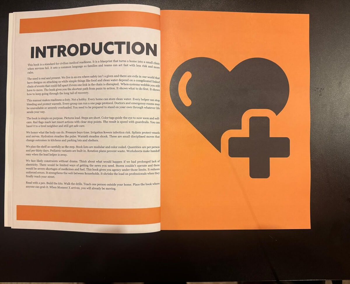 Survival MD introduction: the book is simple on purpose, steps are short, color tags guide the eye